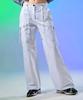 KOLEAT Women Functional Crinkly Strap Wide Cargo Slacks Pants [White]
