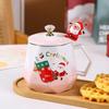 Kreativní keramický hrnek Santa Clause s víčkem a lžičkou - Roztomilý vánoční dárkový hrnek