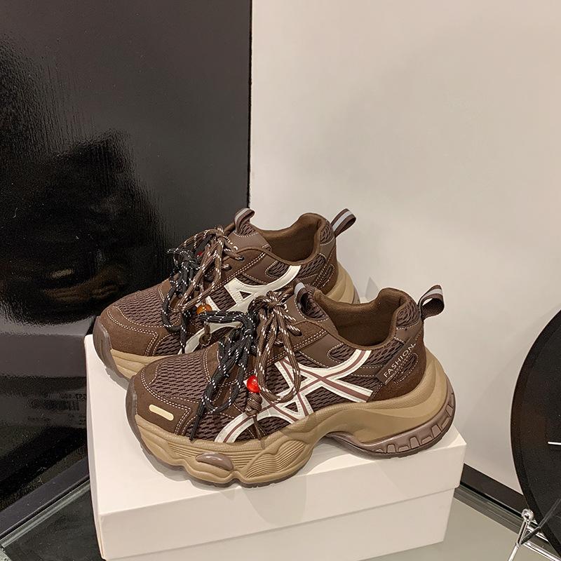 [Fanfuna] 2025 Autumn and Winter New Thick-soled Heightening Dad Shoes Women's Color Matching Versatile Lightweight Casual Sports Shoes