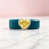 14K Golden Plated Blue Silicone Ring with Heart-cut Yellow CZ ,Hypoallergenic Comfort Band, Ideal Wedding & Valentine's Gift