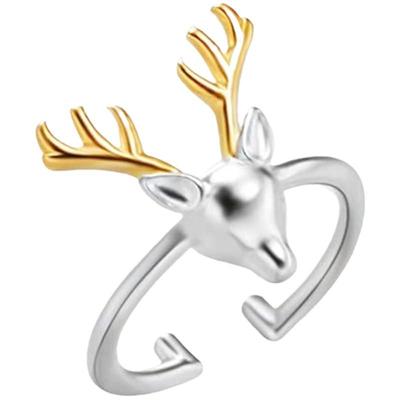 European-American Christmas Reindeer Pearl Adjustable Fashion Ring