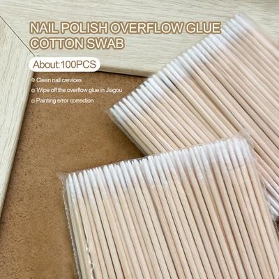 100 Stück Nägel Holz Wattestäbchen Reinigungsstäbchen Buds Spitze Holz Baumwollkopf Für UV Gel Nagellackentferner Nailart Werkzeuge