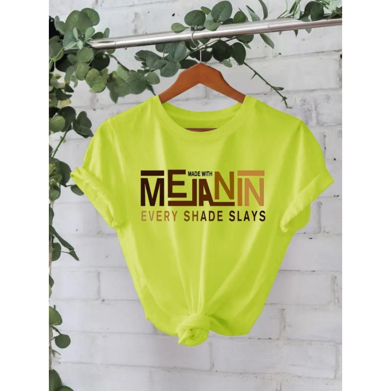 Letter Pattern Printed Pure Cotton T-shirt Summer Short Sleeved Round Neck T-Shirts Women’s