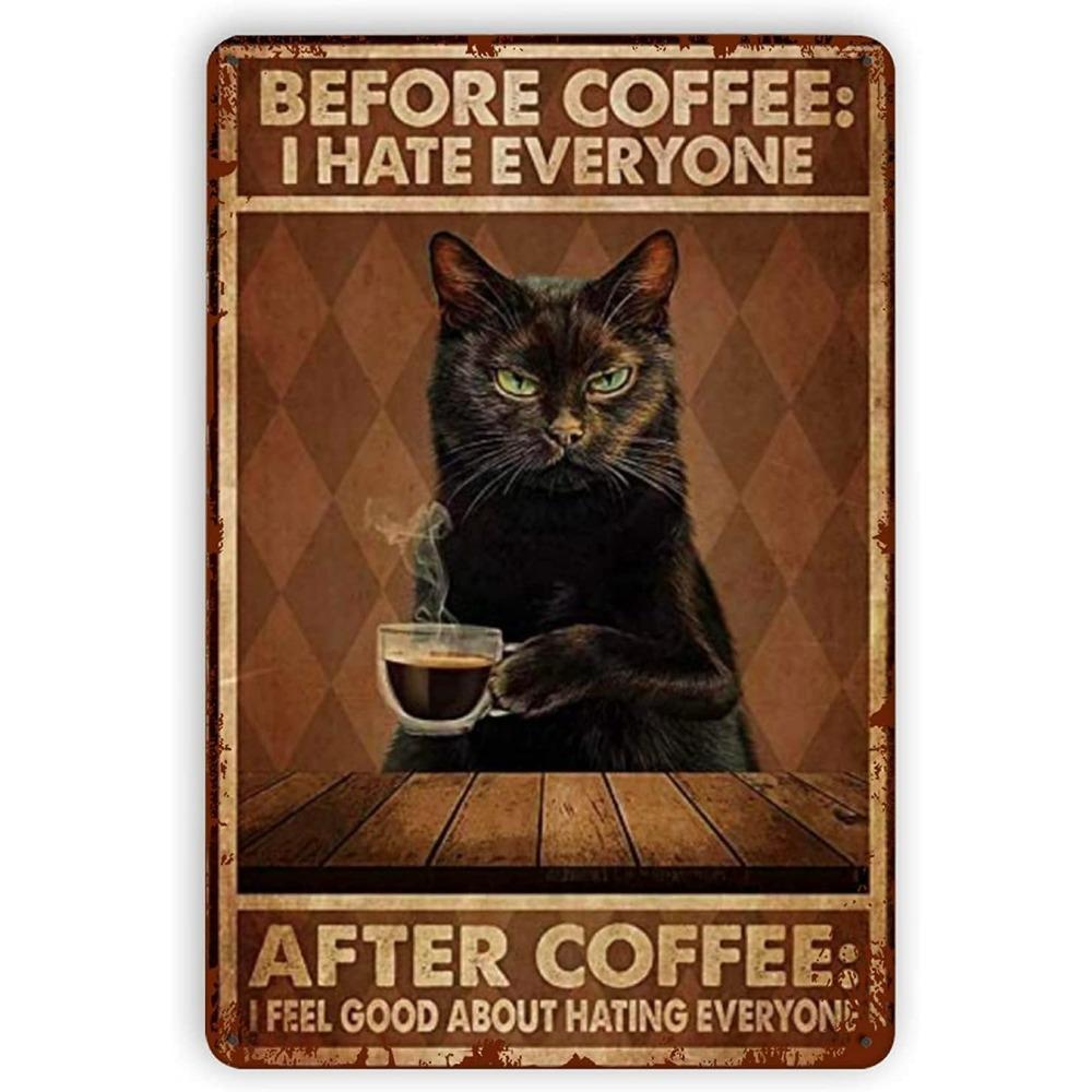 Black Cat Witch Halloween Darkness My Old Friend Retro Tin Signs Vintage Wall Decoration Home Bar Kitchen Hotel Dining Room Metal Poster 8x12 Inch