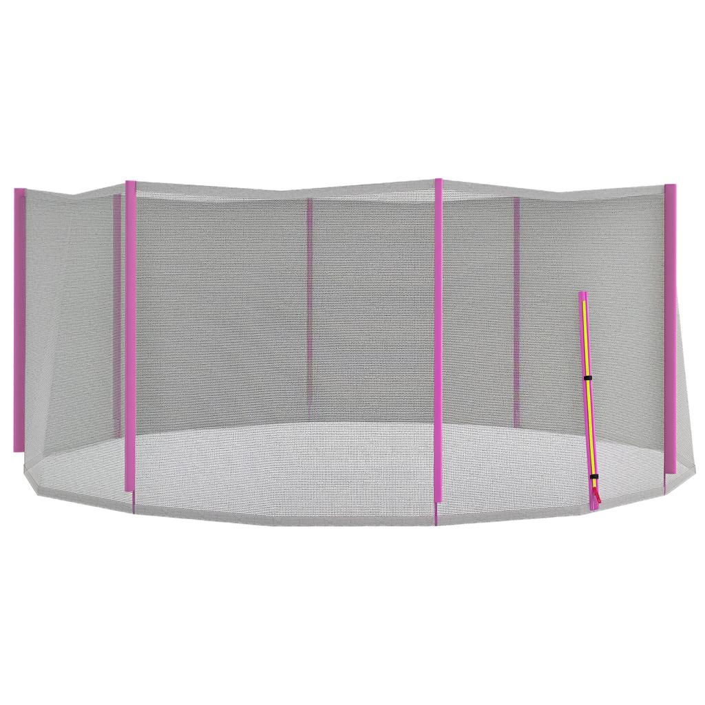 Trampoline Safety Net With 8 Poles And Zipper Entrance Made Of PE Diameter 366x180 Cm Black And Pink