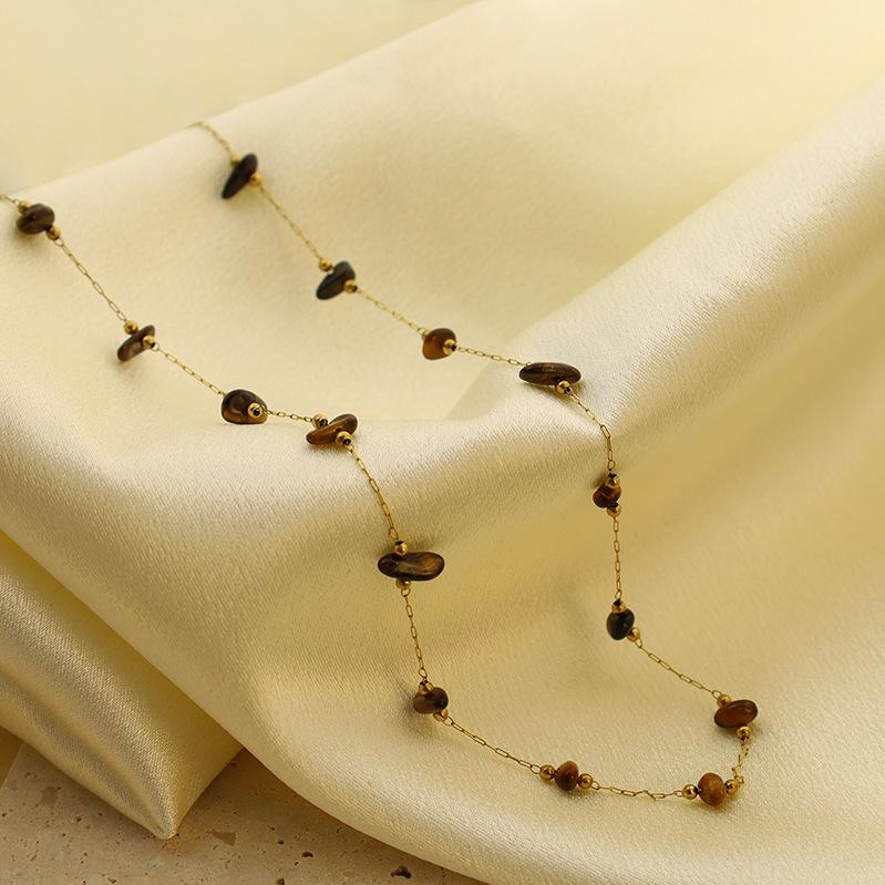 Colored Gravel Bohemian Necklace Bracelet Irregular Jewelry Set Women