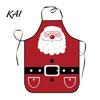 Holiday Housework Bib Christmas Apron with Santa Gingerbread Prints, Waterproof Oil Resistant Cooking Apron, Adjustable Tie for Kitchen Baking