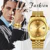 Couple's Gold Stainless Steel Watches: 3ATM Water Resistant, Stylish Analog Display, Japanese-Made Quartz Movement, Gold, Leisure, Business, Men's, Wo