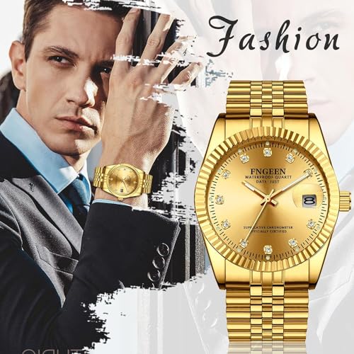 Couple's Gold Stainless Steel Watches: 3ATM Water Resistant, Stylish Analog Display, Japanese-Made Quartz Movement, Gold, Leisure, Business, Men's, Wo
