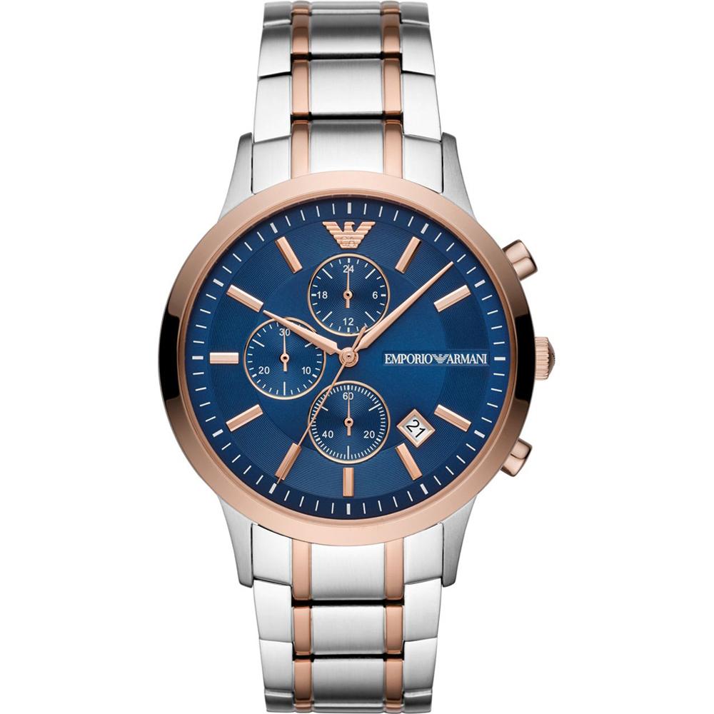 

Emporio Armani Renato Blue Bicolor Rose Metal Men s Quartz Chronograph AR80025 синий