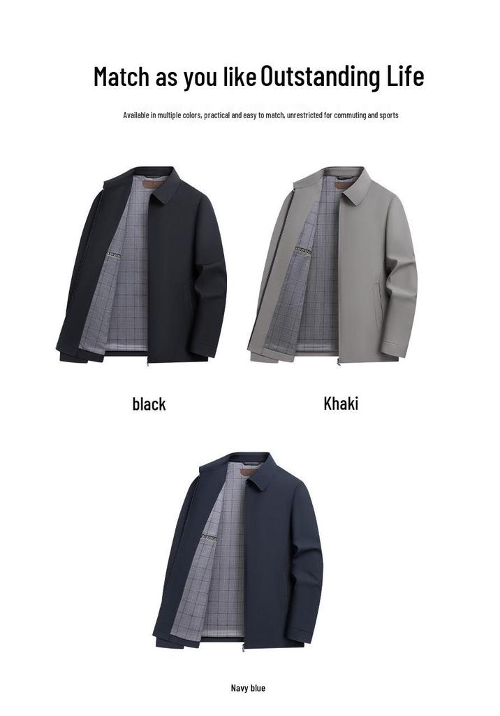 Men's Lapel Jacket 2026: Spring/Autumn Versatile Slim-fit Business Casual for Middle-aged Dads