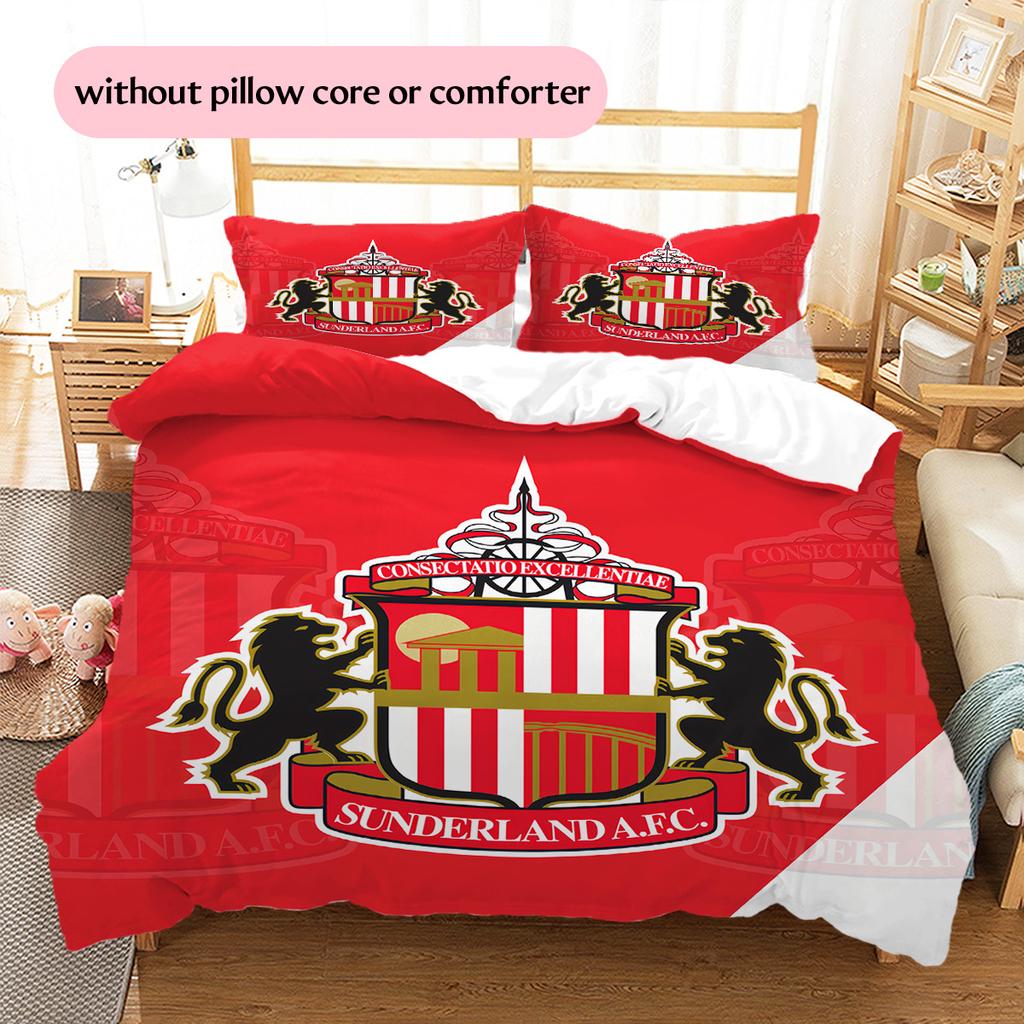 Sunderland AFC Pattern Bedding Quilt Set Home Decoration Gift (1 * Duvet Cover + 2 * Pillowcase Without Core)