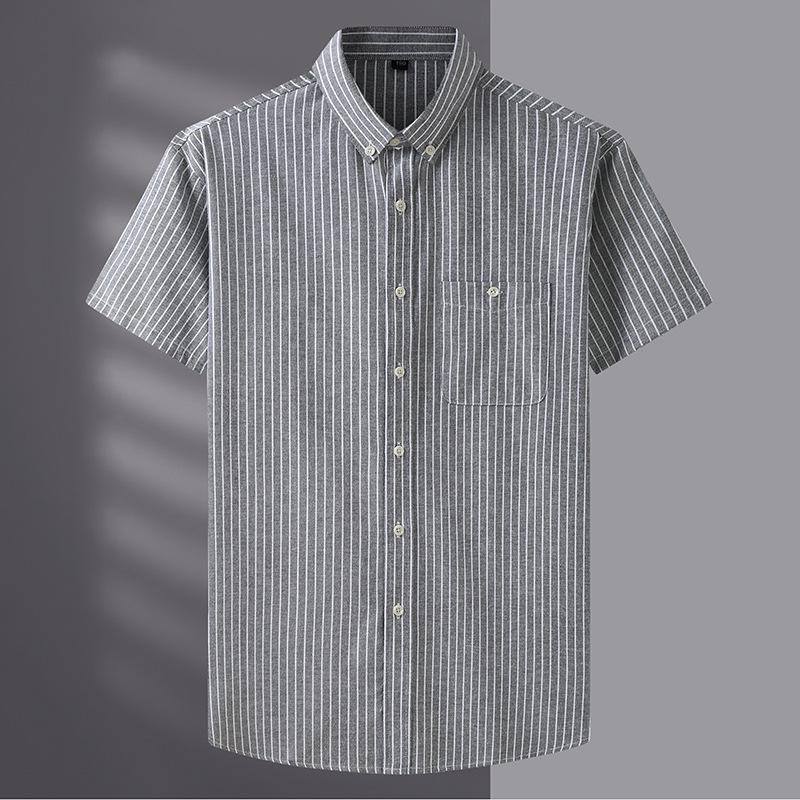 Men's Plus Size Summer Striped Short Sleeve Loose Casual Shirt