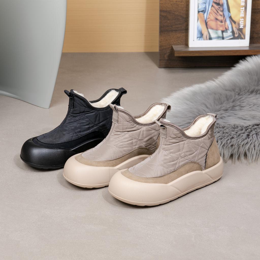 Down Cloth Non-slip Thick Bottom Snow Boots Women's Winter fleece-lined Casual Soft Bottom Comfortable Cotton Shoes