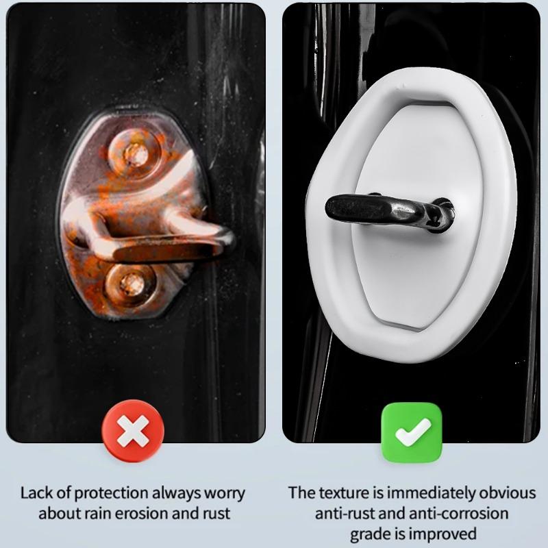 Silikonová podložka na tlumič zvuku dveří auta, spona na zámek dveří, ochranný kryt proti havárii, vylepšený silikonový kryt západky dveří auta