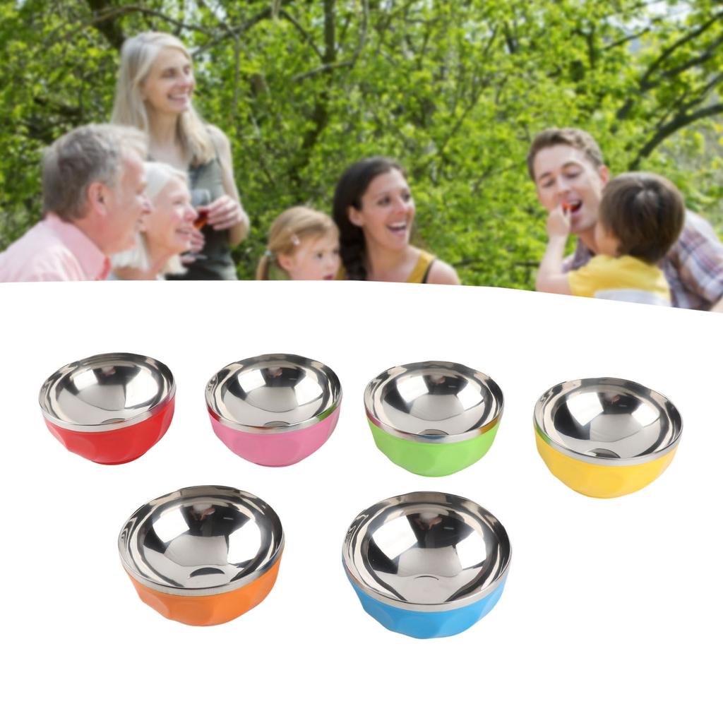 6Pcs set Color Stainless Steel Bowl Heat Insulation Salad Noodles Bowl for Home Kitchen(15cm L )