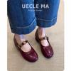 Super soft lambskin French leather single shoes women's flat bottom versatile gentle evening shoes one-word buckle Mary Jane shoes