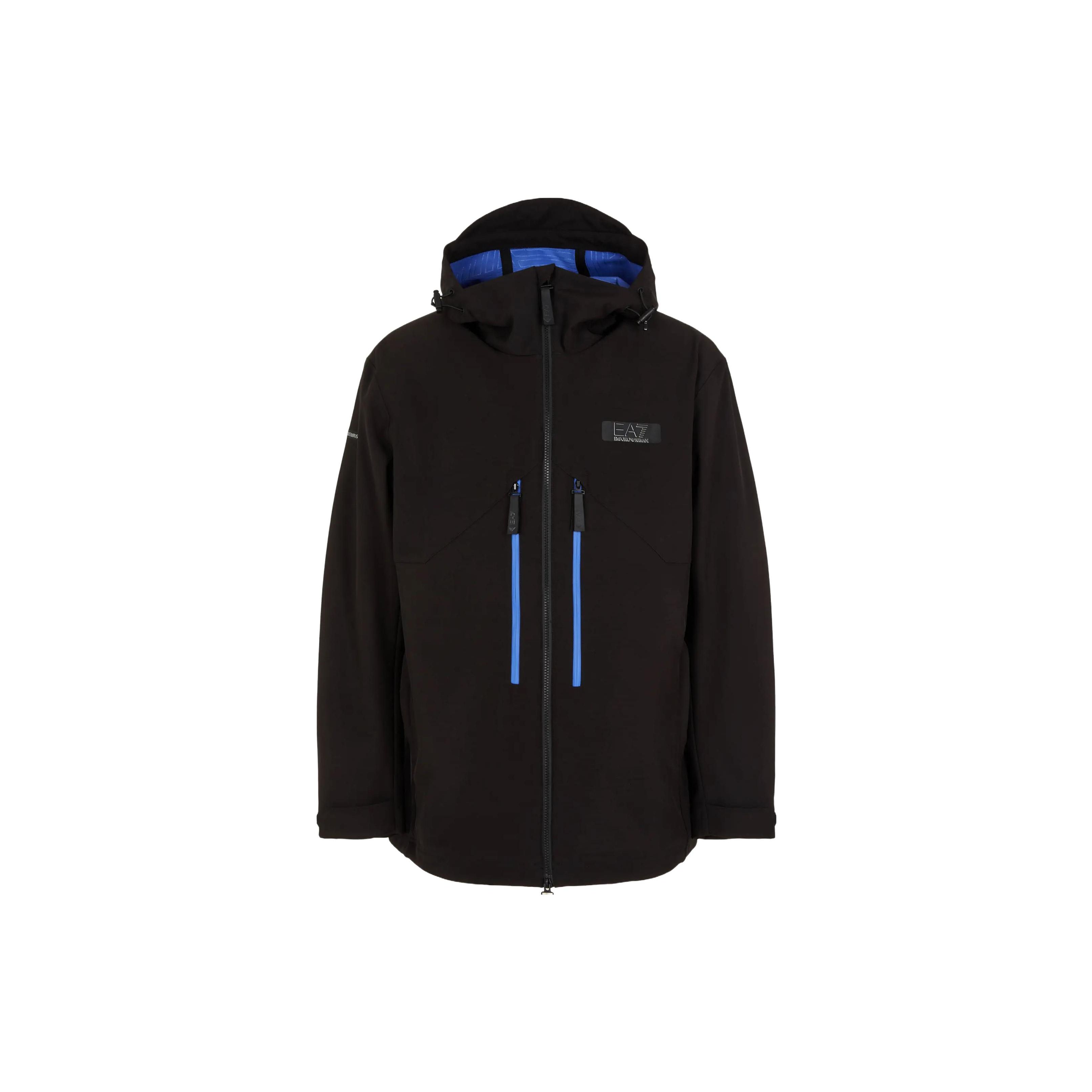 Emporio Armani EA7 Logo Kleurblok Rits-Up Met Capuchon Lange Mouwen Jas Heren jassen Zwart 6RPB18-PNDQZ-1200 M black