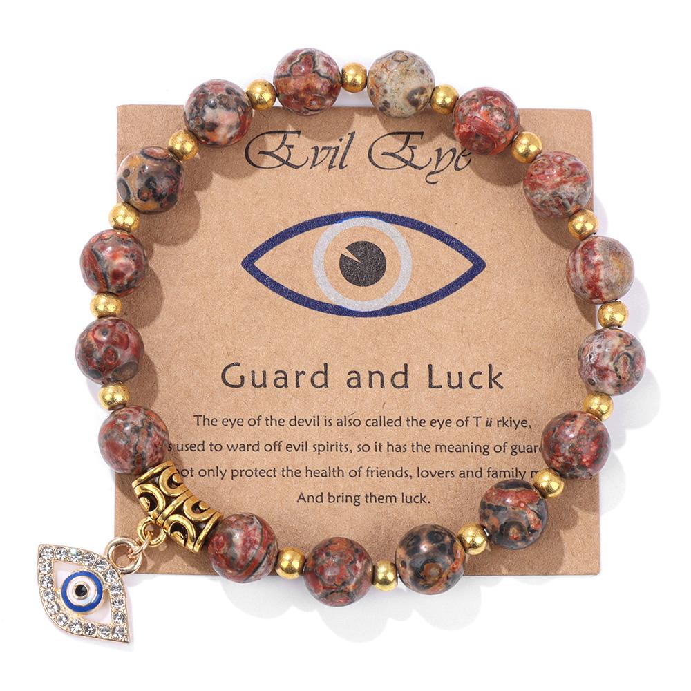 Lucky Turkish Evil Eye Pendant Beads Bracelet Handmade Natural Stone Charm Elastic Bangles Men Women Fashion Yoga Energy Jewelry