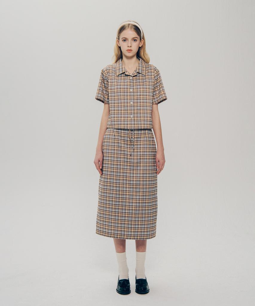 Yale Check Midi Skirt_Brown
