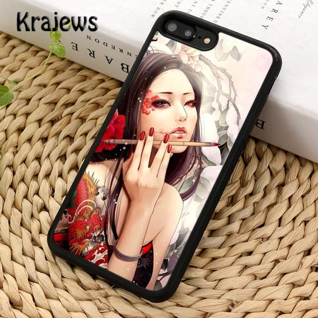 Krajews Japanese Geisha Soft Phone Case Cover For iPhone 17 Air 16 15 14 Plus 11 12 13 Pro Max Coque Shell Fundas