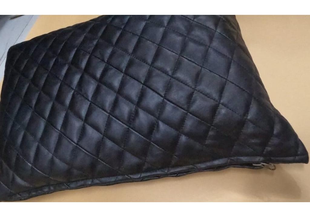 Lambskin Leather Pillow Cover | DIAMOND QUILTED Rectangle Cushion Cover | Housewarming, Throw Cover Leather Black | Gift For Occasion