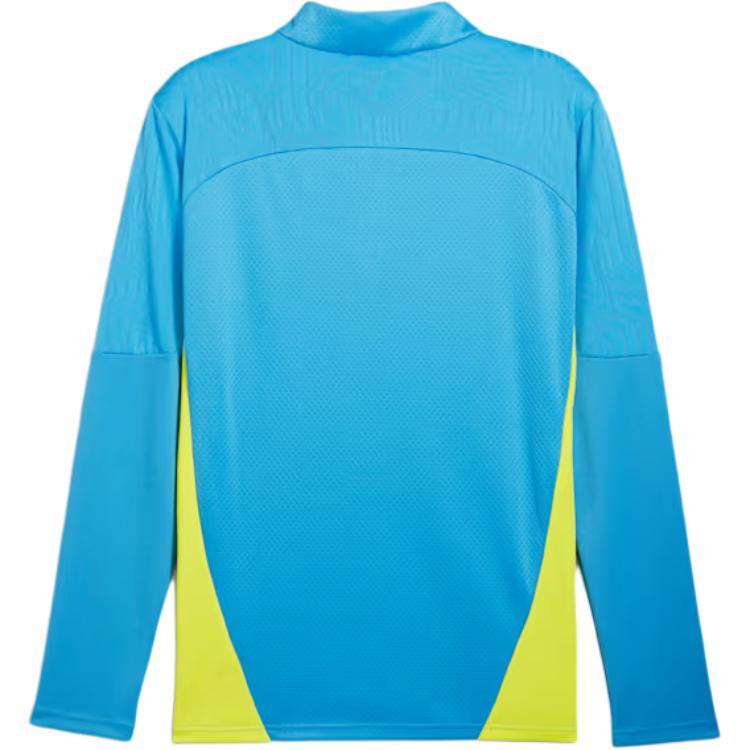 Puma Manchester City Viertel-Zip Mode Logo Rundhals Langarm Fußballshirt Herren Tops Blau Gelb 777529-11