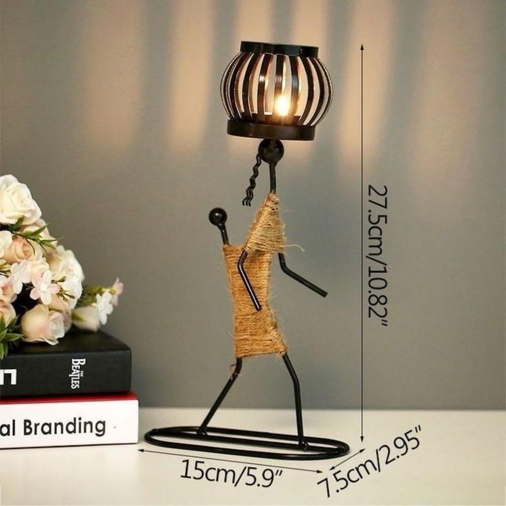 Nordic Metal Candle Holder – Handmade Abstract Character Candlestick for Home or Wedding Decor