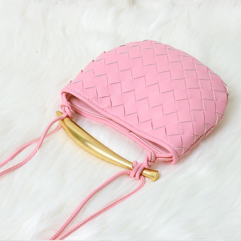 Cowhide Woven Bag Soft Leather Metal Bing Handbag Fashionable Personality Oblique Span Genuine Leather Women's Bag