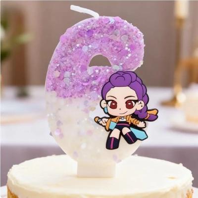 Kpop Demon Hunters Candles Anime Theme 0-9 Number Candles Baby Shower Cake Plug-in Kids Birthday Cake Decoration Gift