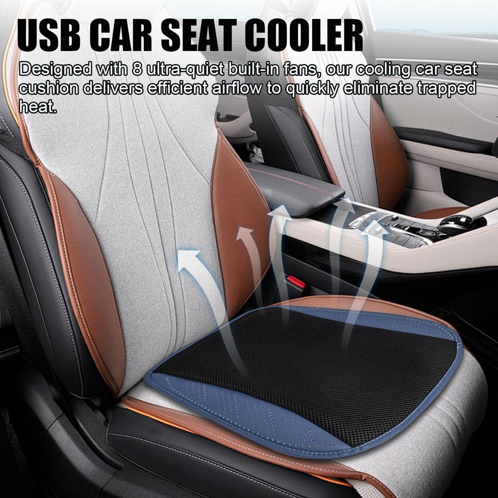 Car Seat Cooling Pad Car Seat Cooling Cushion Ventilated Cover Quiet Cooler Fans 3-Speed Mat USB Plug-in For Road Trip Game