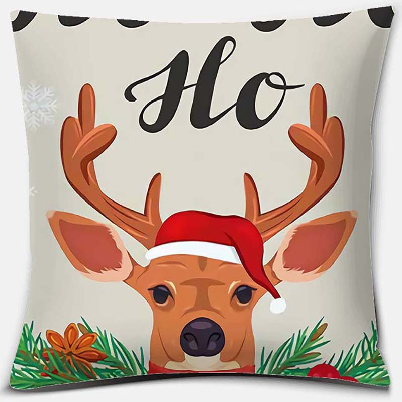 Christmas Deer Pattern Pillowcase Square Pillowcase Home Office Decoration Pillowcase