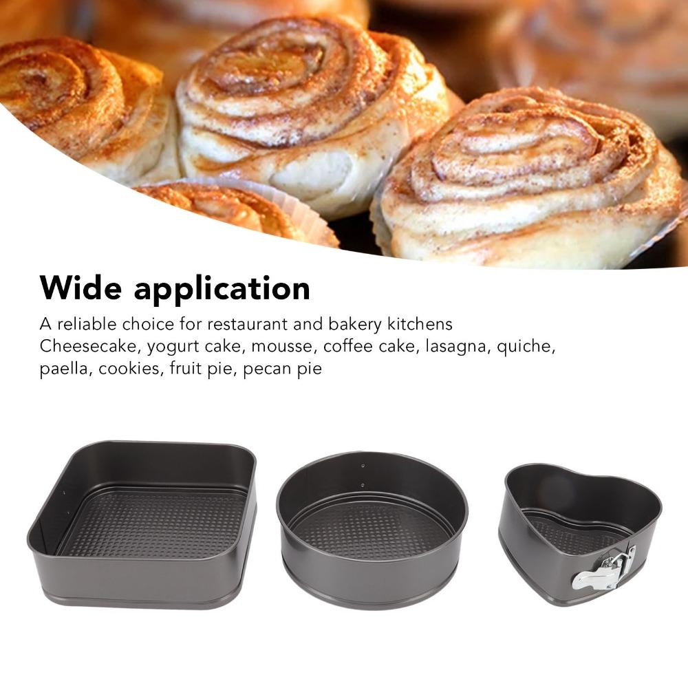 3pcs Removable Bottom Cake Pan Set Carbon Steel Cheesecake Pan Set Baking Tool  Bakery Catering