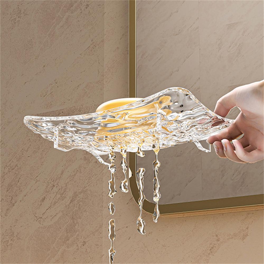 1 Stück Transparente Seifenschale High-End Badezimmer Gletschermuster Seifenaufbewahrungsständer Für den Hausgebrauch Seifenschale Tablett Leichter Luxus