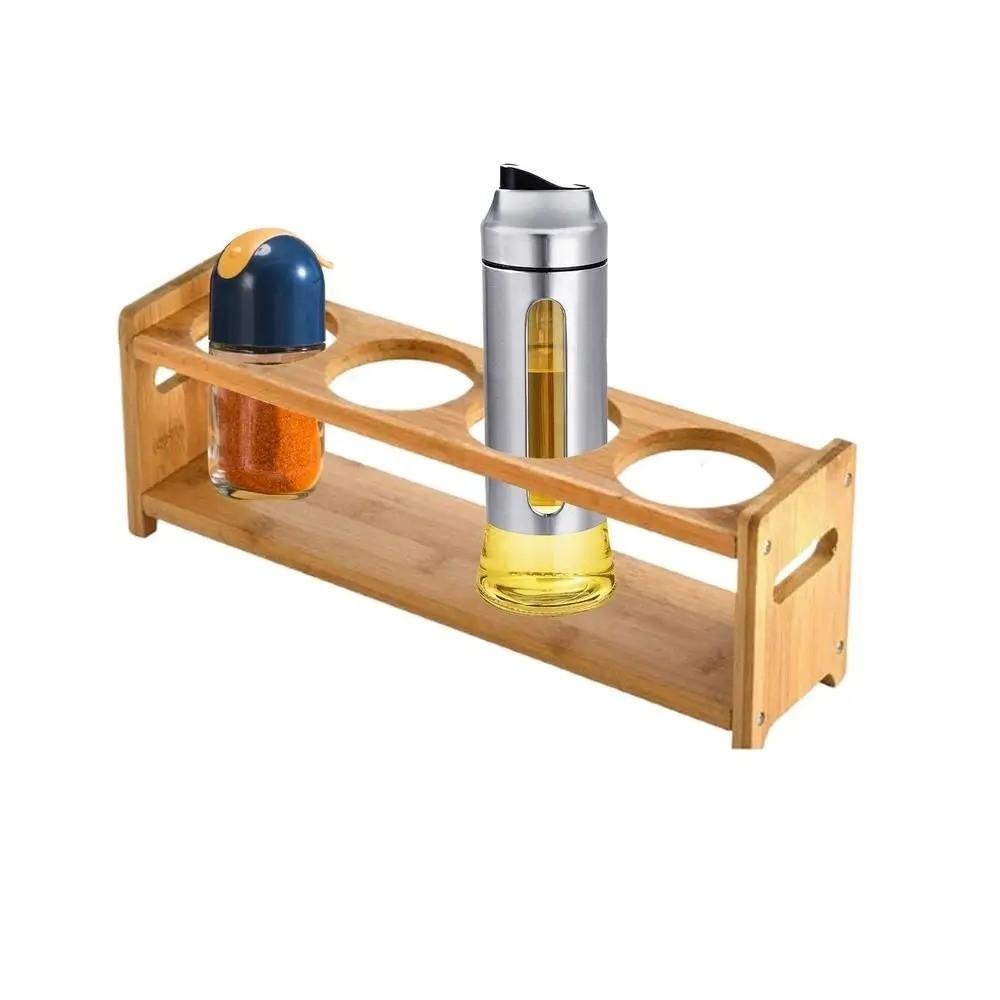 Multi-Compartment Glass Oil Bottle Rack Anti-Slip Kitchen Storage Shelf  Restaurant Use