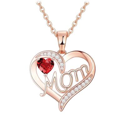 Hjärta Bokstav MAMMA Halsband med Strass - Morsdagspresent