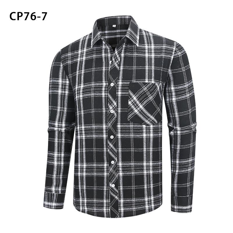 Men Casual Plaid Long Sleeve Flannel Shirt Loose Large Size Pocket Mens Outerwear