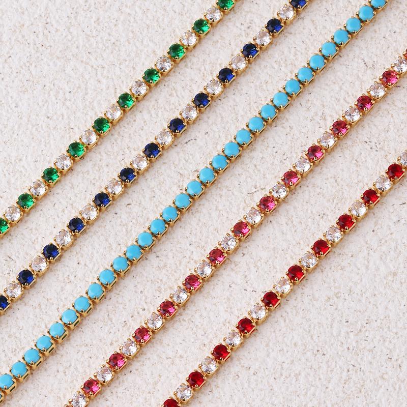 New Rainbow Crystal Tennis Bracelets For Women Men Kpop Silver Color Friend Gifts Colorful Zirconia Bangle Chain on Hand Jewelry