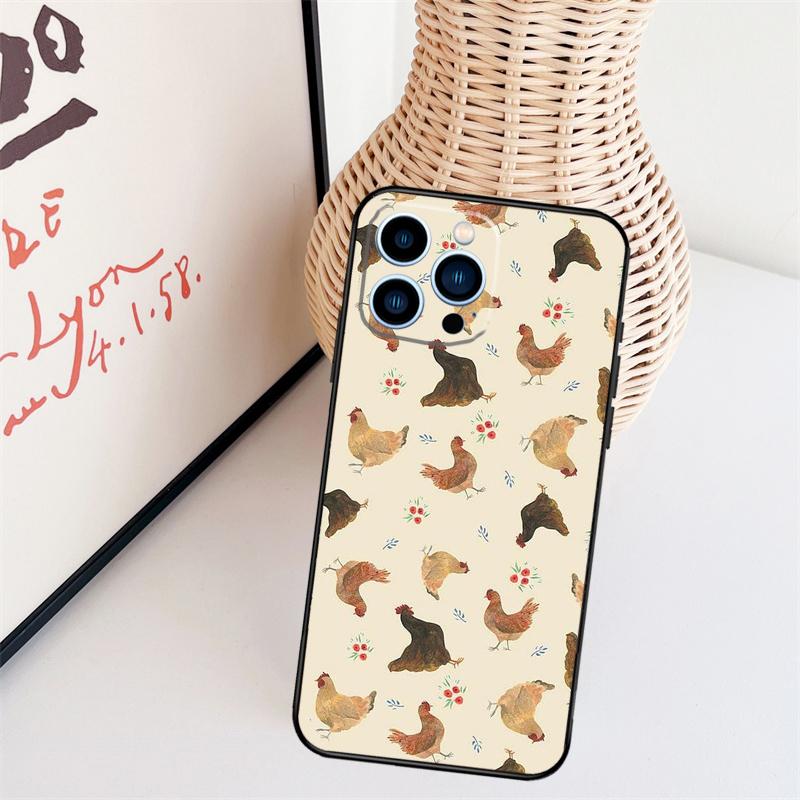 Chicken Pattern Case For iPhone 16 15 Pro 12 13 Mini 11 14 Pro Max XS X XR Plus Back Cover