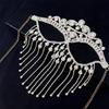 Indian Tassels Veil Mask for Face Women Rhinestones Face Mask Masquerade Dance