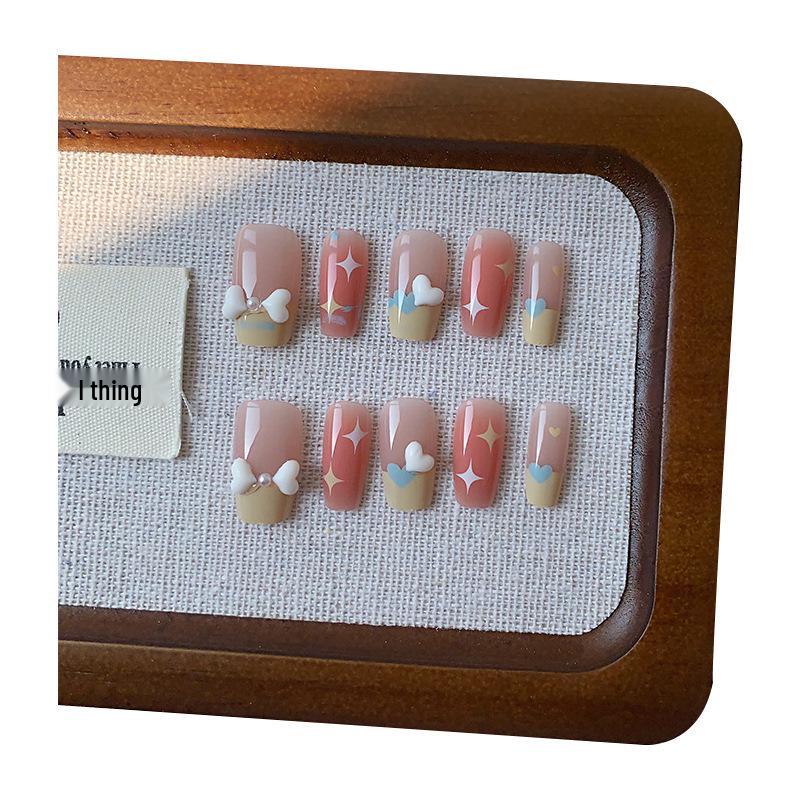 2026 Medium French Star Press-On Nails: Handmade, Detachable, Whitening Manicure