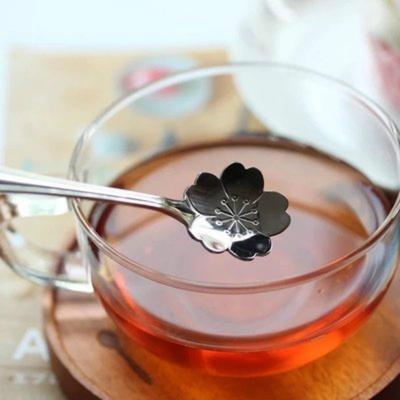 Cherry Blossom Spoon Metal Flower Shape Tea Coffee Spoons Silver Ice Cream Spoon