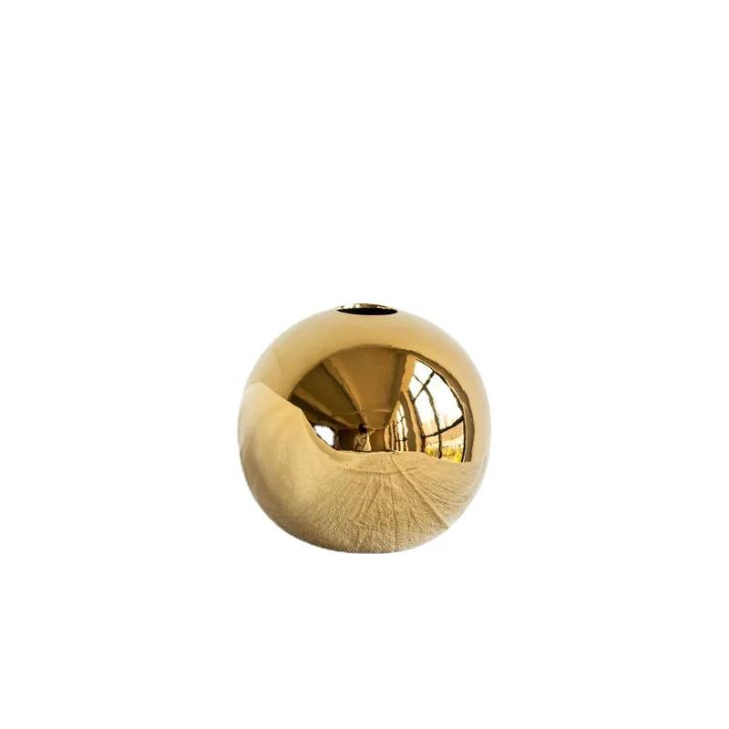 Home Decoration Plating Golden Ball Ceramic Vase Ornaments Crafts Flower Pot Art Hydroponic Vases Home Decoration Ornament Gift