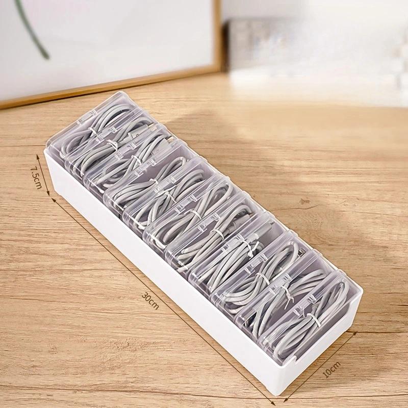 1Pc Data Cable Storage Box Cable Organizer Bag with Power Charging Cable Management and Jewelry Storage Desk Cable Storage Box
