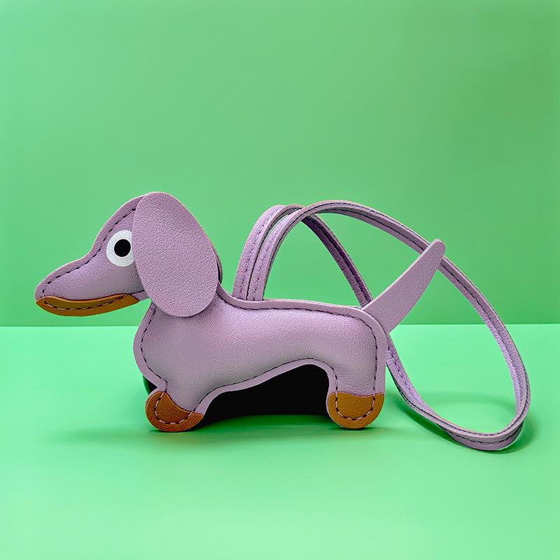 Dachshund Pendant Leather Bag Charm - Cute Cartoon Ornament