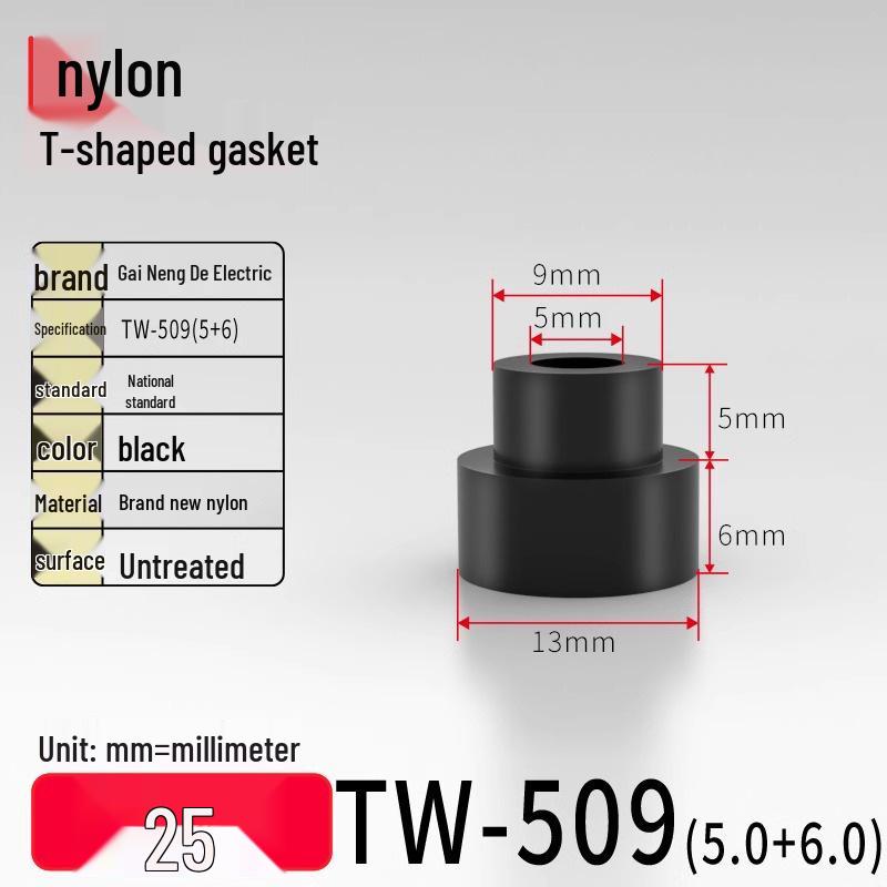 T-shaped Nylon Gasket Ring Screw Shaft Sleeve, Round Concave-Convex Insulation Pad, M2-M35