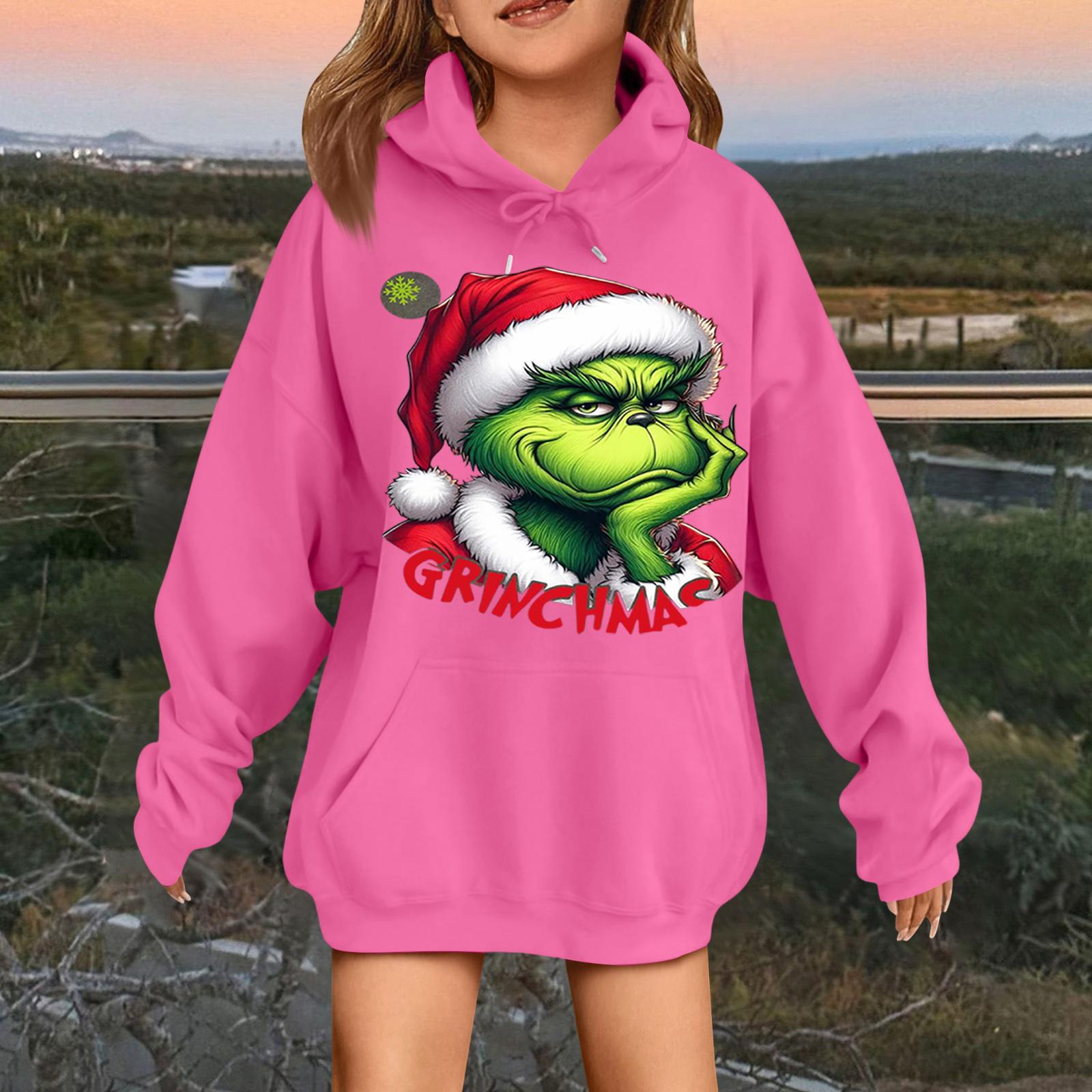 

Дитячий Модний Повсякденний Пуловер з Довгим Рукавом Вільного Крою з Різдвяним Принтом і Капюшоном 160