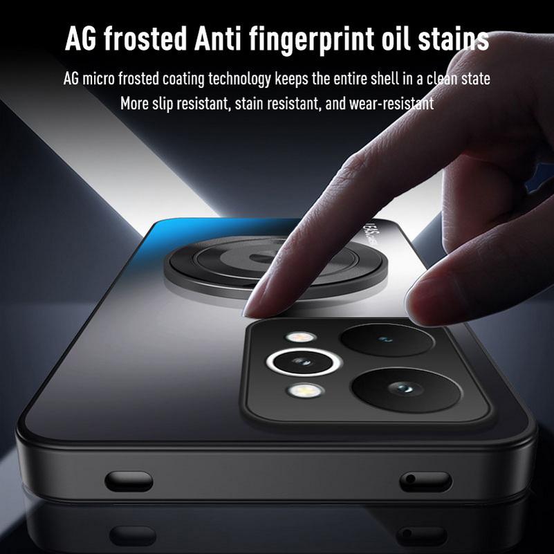 AG Matte Back Panel Metal Magnetic Bracket Case For Realme 15 Pro 14 Pro + 14X 13 Pro 12 11 Pro realme GT 7 6 6T Neo 7x Cover