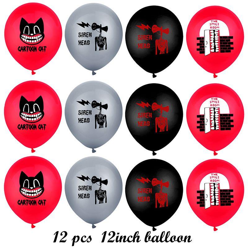 Siren Head Cartoon Cat Horror Theme Birthday Party Balloon Banner Topper Cake