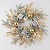 Nuovo Ramo di Corona di Natale Artificiale Rattan Ghirlanda Dorata da Appendere alla Porta d'Ingresso Muro Interno Esterno Ornamento di Natale Decorazione
